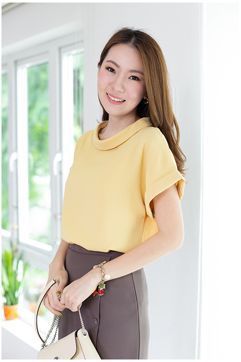 MT2514 Folded Collar Blouse – Custard Yellow - Image 7