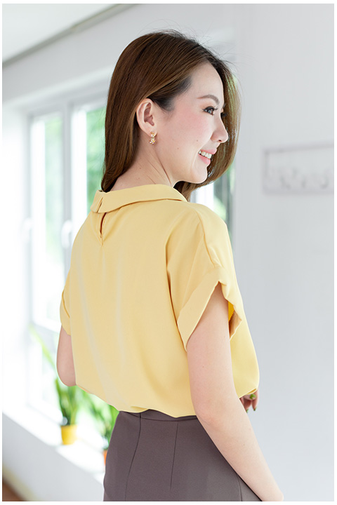 MT2514 Folded Collar Blouse – Custard Yellow - Image 8