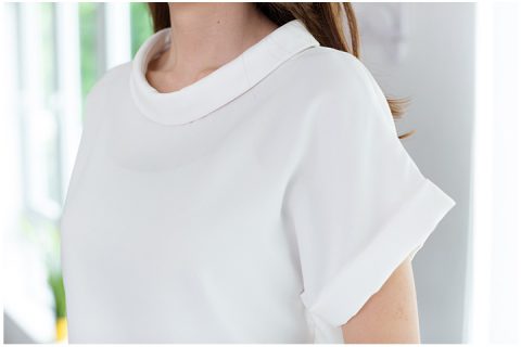 Alternative view of MT2514 Folded Collar Blouse – White