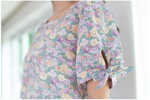 Alternative view of MT3318 Square Neck Bow Sleeve Blouse – Light Purple
