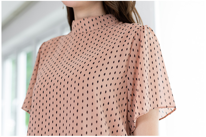 NT1907 Band Collar Dash Blouse – Thai Tea - Image 2
