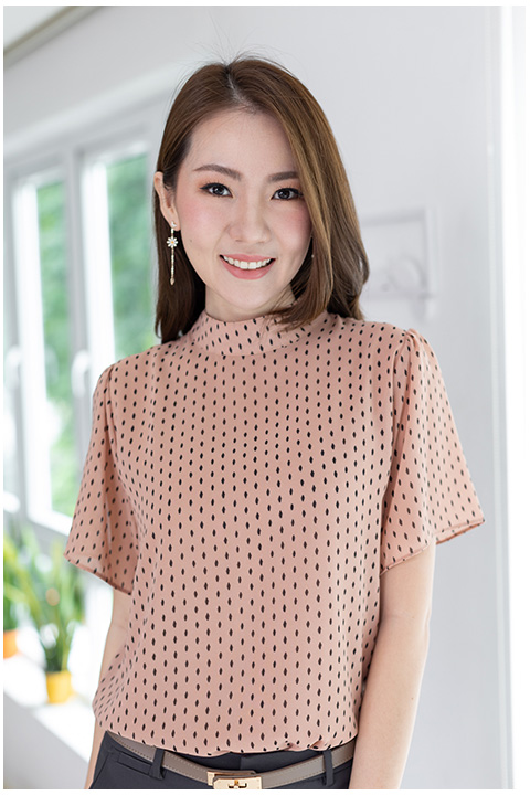 NT1907 Band Collar Dash Blouse – Thai Tea - Image 6