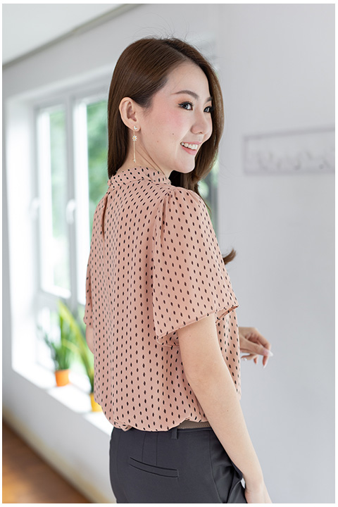 NT1907 Band Collar Dash Blouse – Thai Tea - Image 7