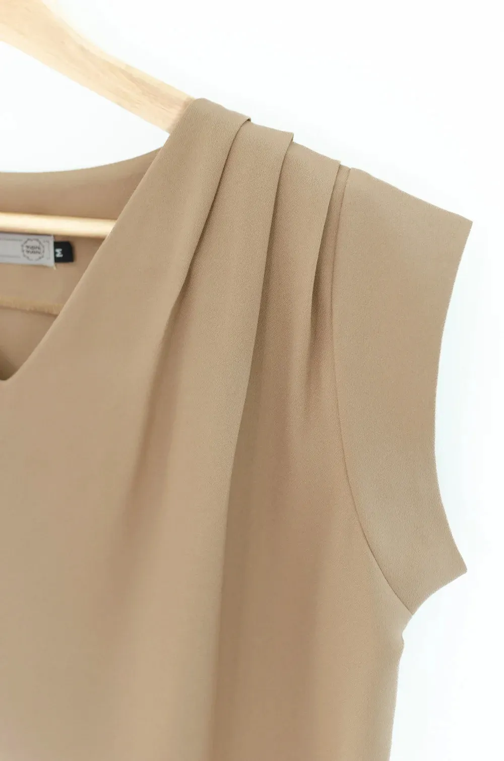 Alternative view of MT3100 Classic Sleeveless Blouse – Coffee Brown