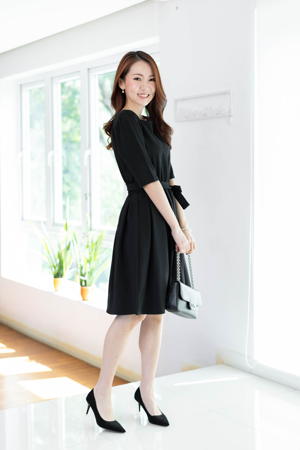 ND282 Audrey Classic Dress – Black - Image 6