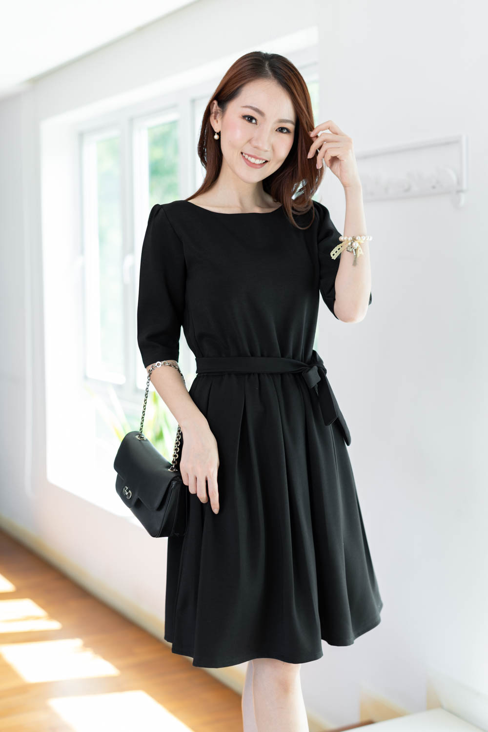 ND282 Audrey Classic Dress – Black - Image 8