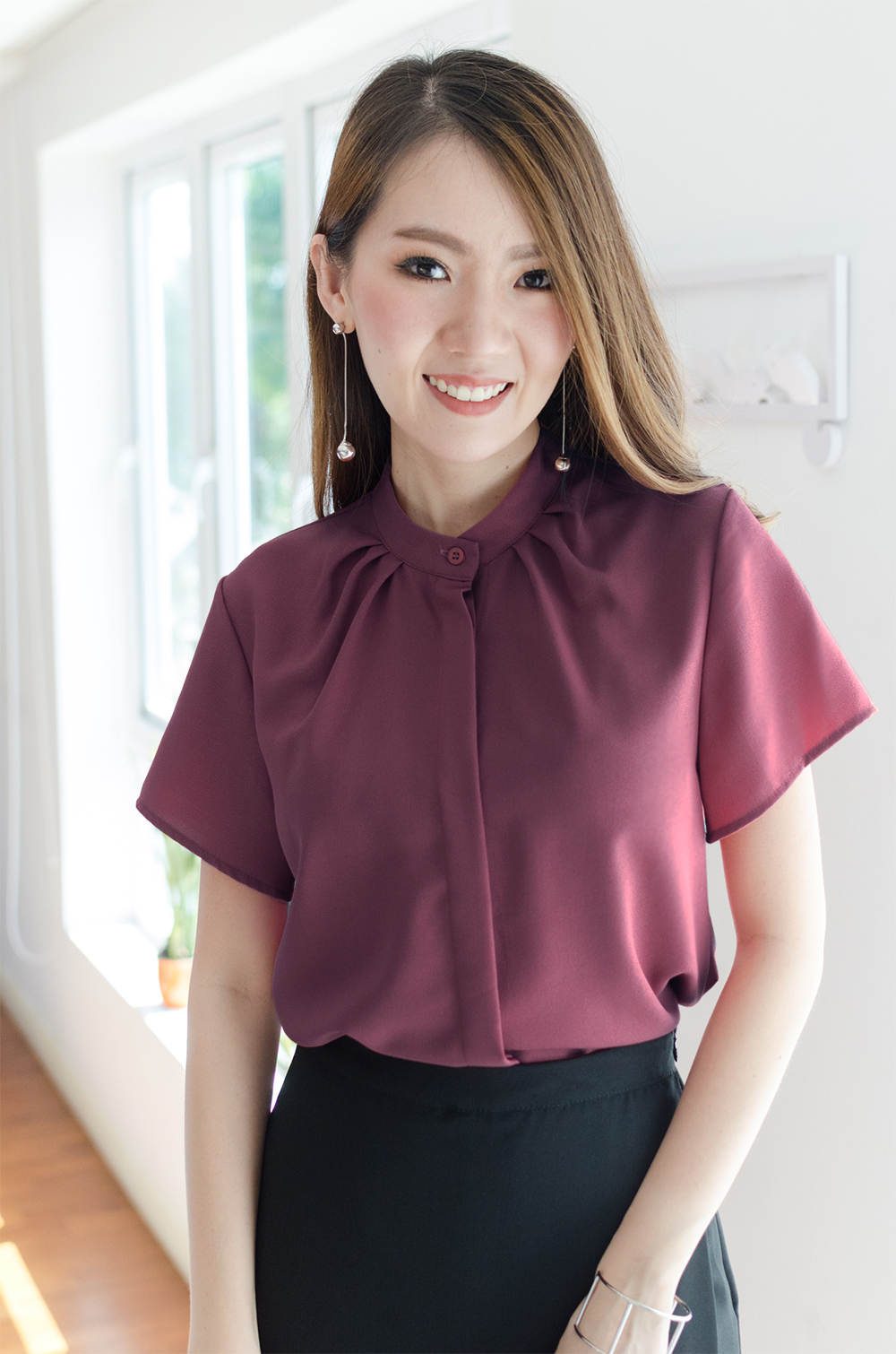 NT220 Tuck Collar Shirt – Red Wine - Image 5