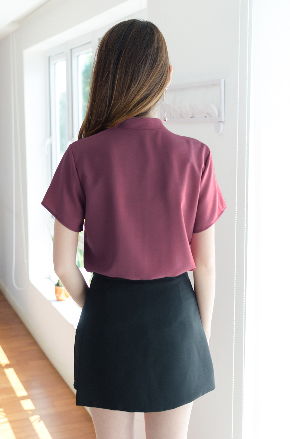 NT220 Tuck Collar Shirt – Red Wine - Image 6