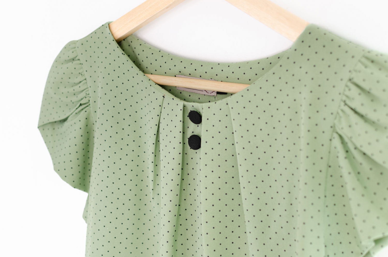Alternative view of MT0503 Folded Neckline Dot Blouse – Green