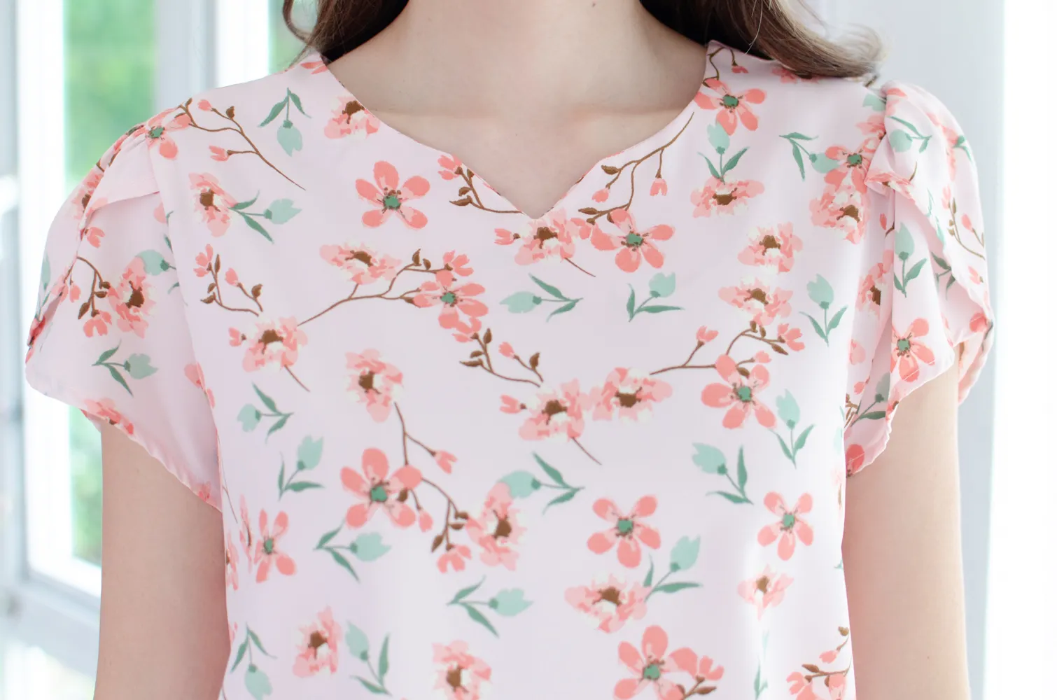 MT0202 Blossom Petal Sleeve Blouse – Pink - Image 2