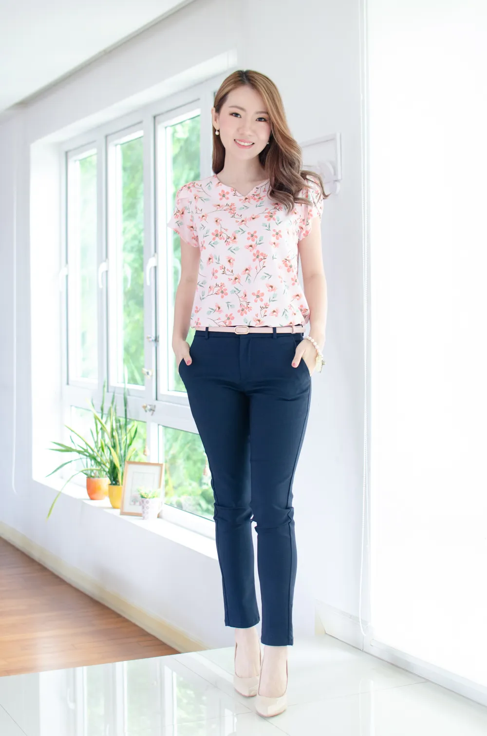 MT0202 Blossom Petal Sleeve Blouse – Pink - Image 4
