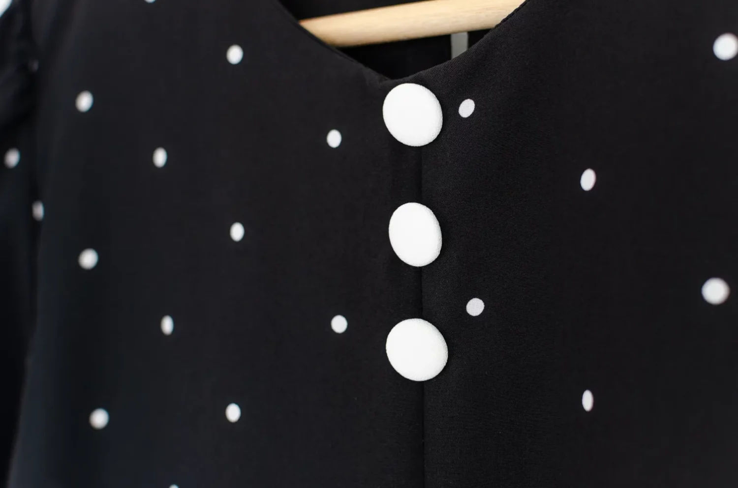 Alternative view of MT0301 Triple Button Polka Dot Blouse – Black