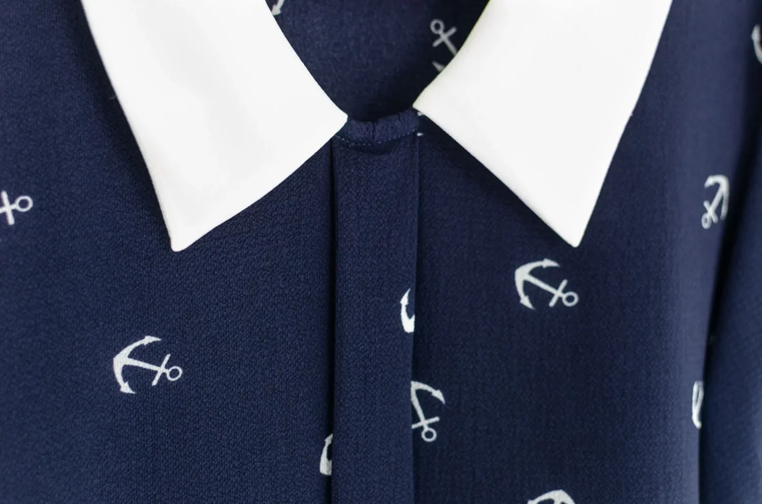 Alternative view of MT2604 Point Collar Placket Blouse – Navy Blue