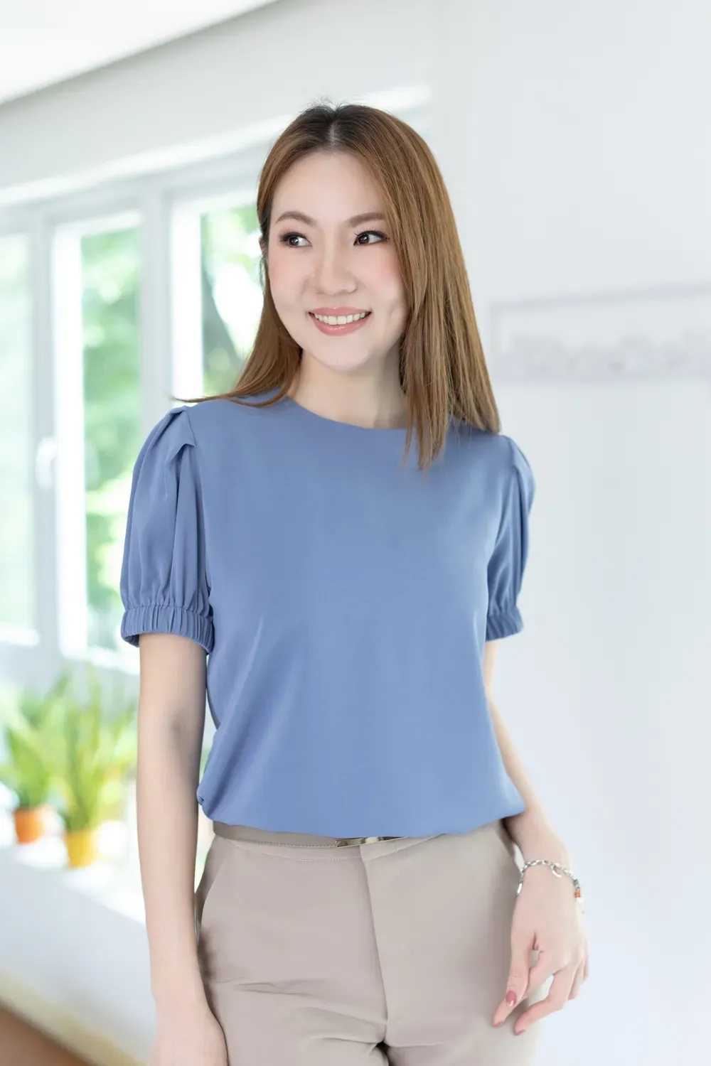 MT3016 Puff Sleeve Sophie Blouse – Indigo Blue