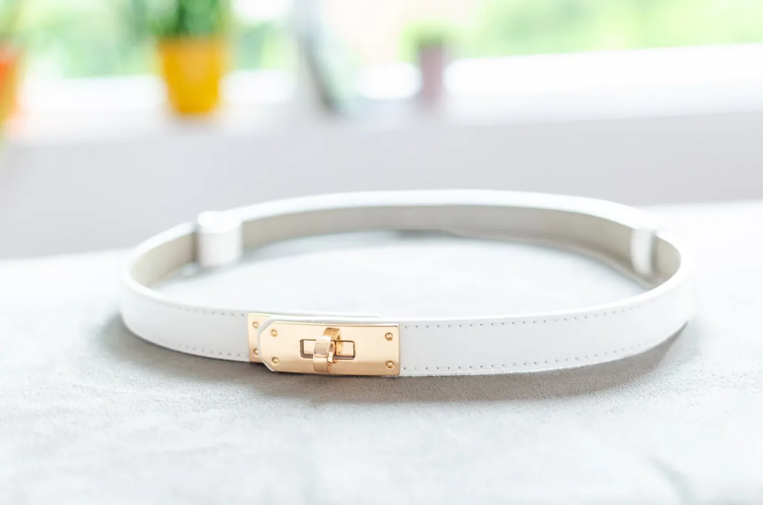 NA020 Buckle Leather Belt – White - Image 2