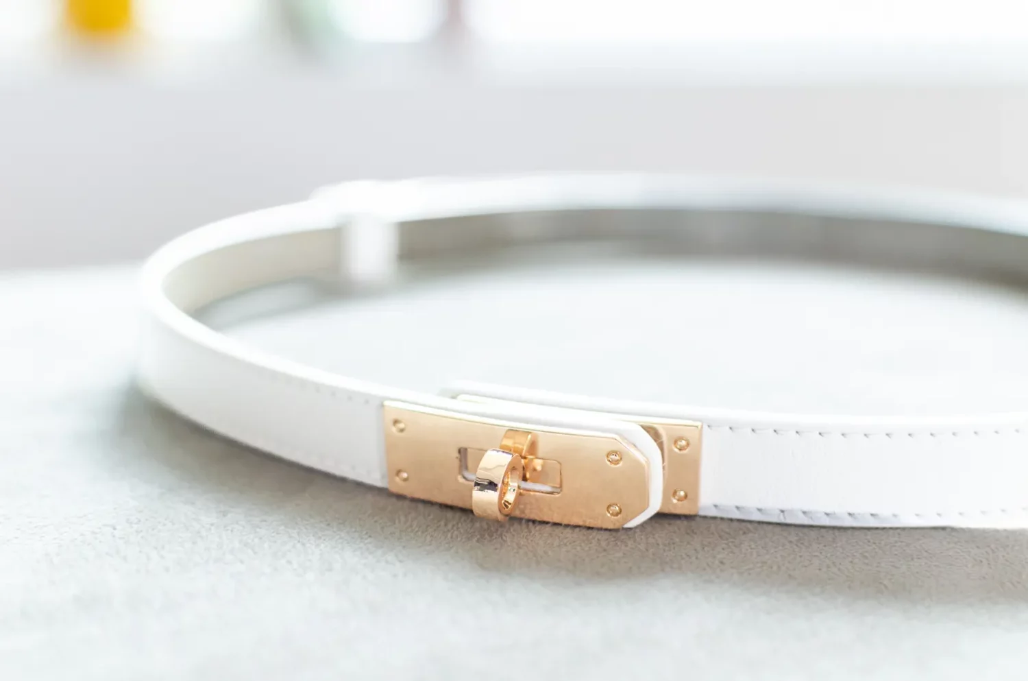 NA020 Buckle Leather Belt – White - Image 3