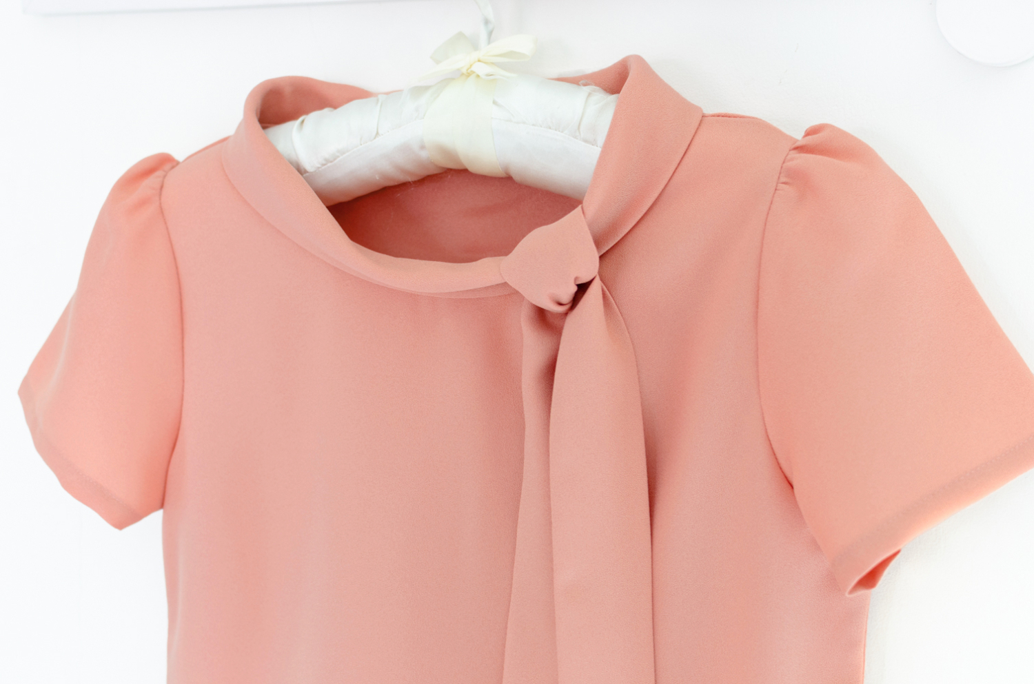 Alternative view of NT2422 Folded Collar Blouse with Tie – Cantaloupe
