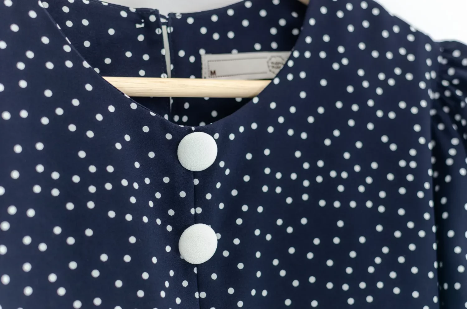Alternative view of MT0307 Double Button Balloon Sleeve Blouse – Navy Blue
