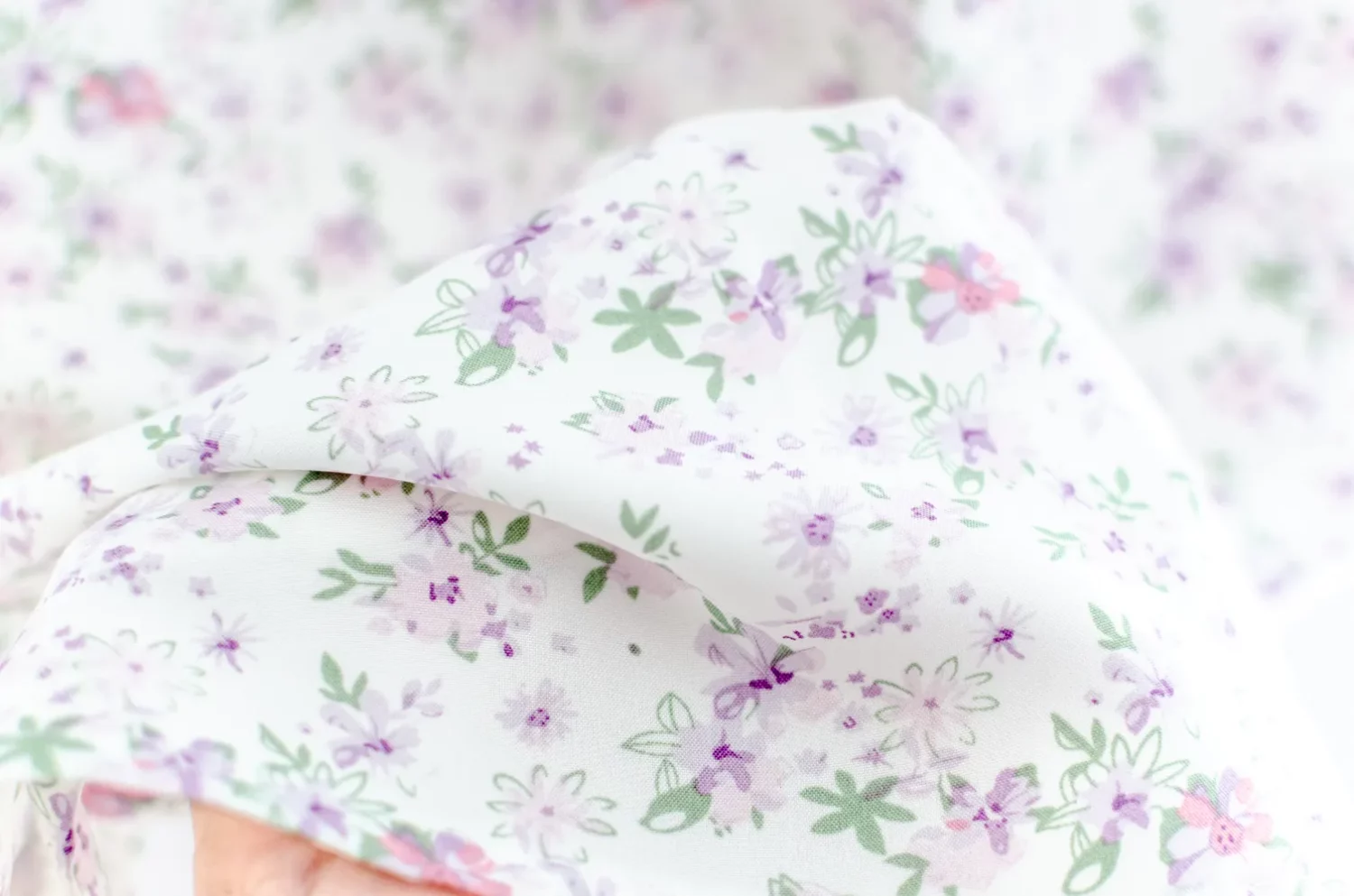MT0503 Folded Neckline Floral Blouse – Lilac - Image 4