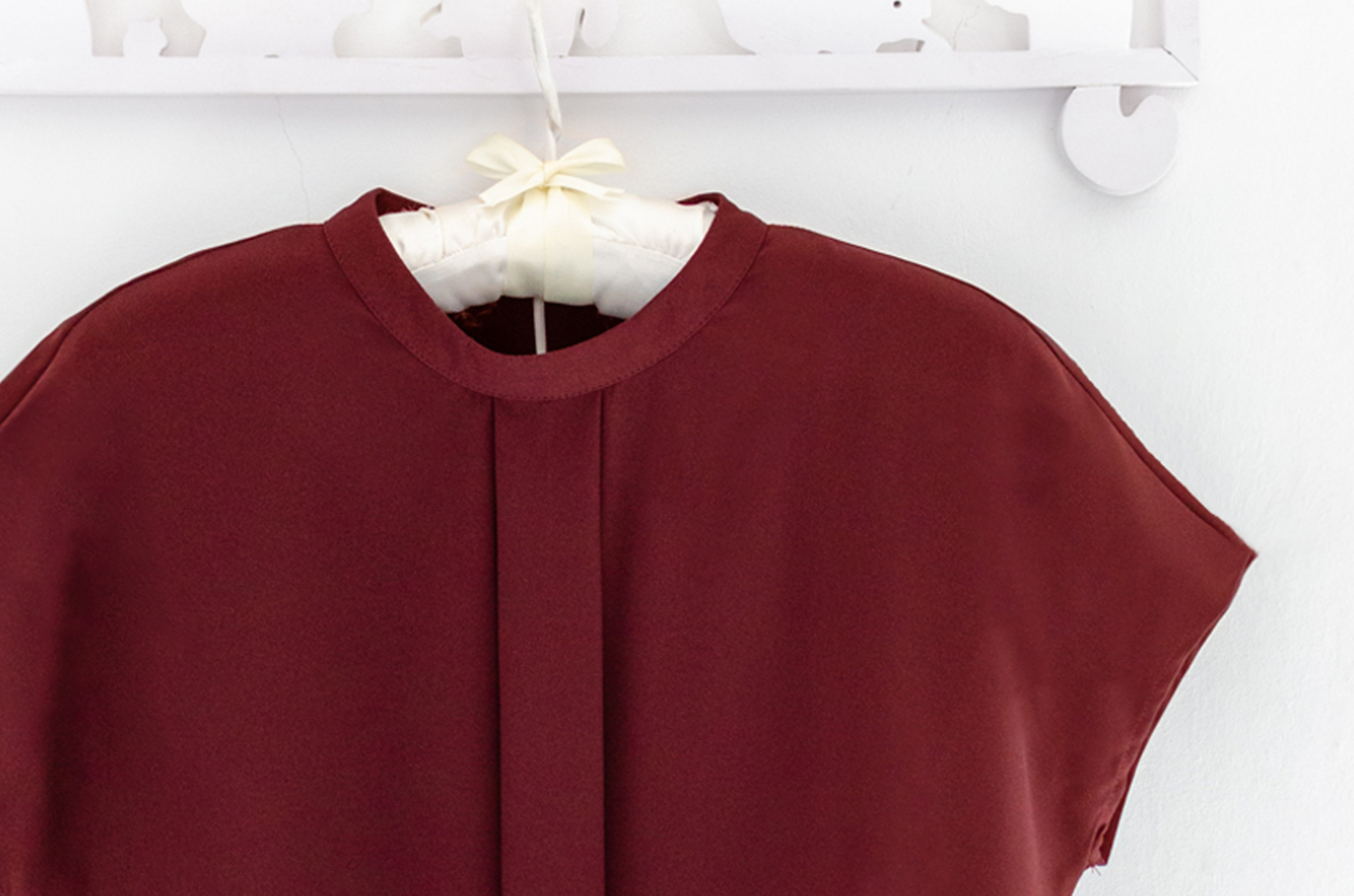 Alternative view of NT2460 Placket Sleeveless Blouse – Sangria Red