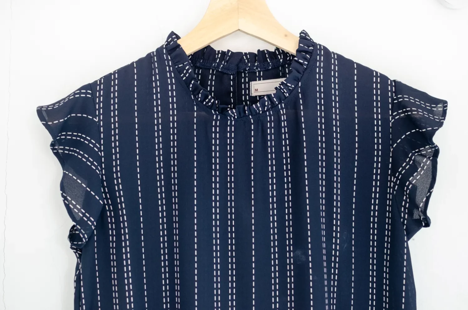 Alternative view of MT2711 Ruff Collar Frill Sleeve Blouse – Dash-Navy