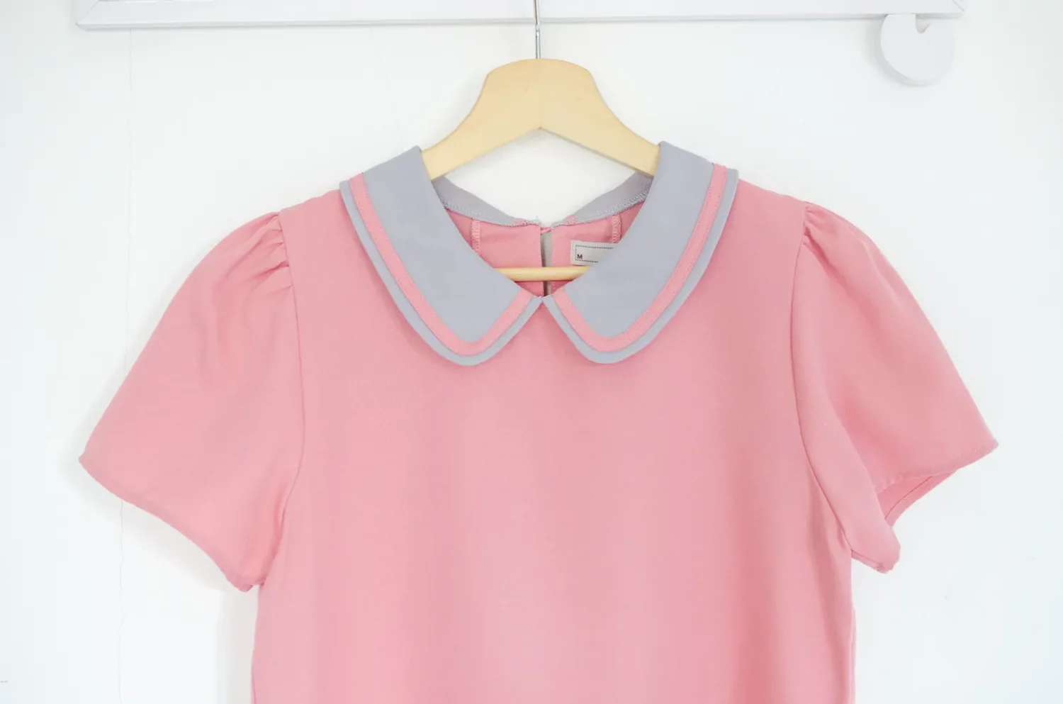 Alternative view of MT4101 Trimmed Peter Pan Collar Blouse – Peach Pink