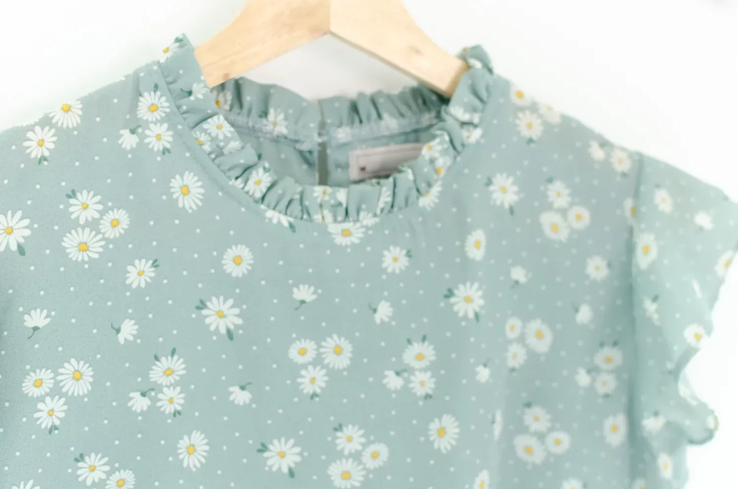 Alternative view of MT2711 Ruff Collar Frill Sleeve Blouse – Light Blue