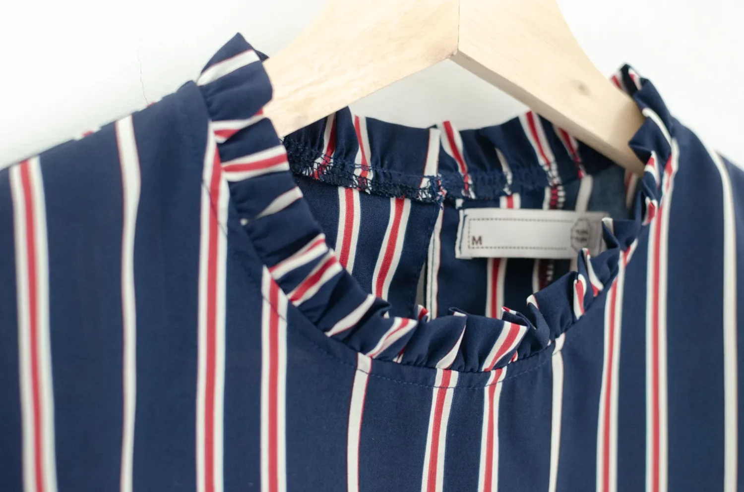 Alternative view of MT2711 Ruff Collar Frill Sleeve Blouse – Navy Blue