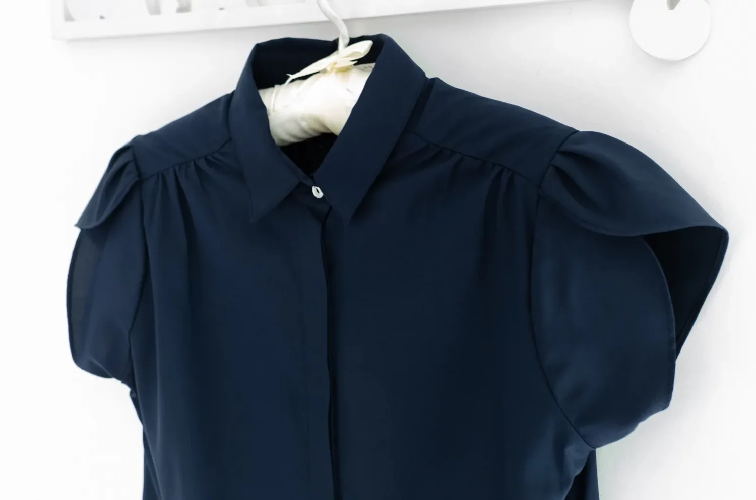 Alternative view of MN0222 Petal Sleeve Shirt – Midnight Blue