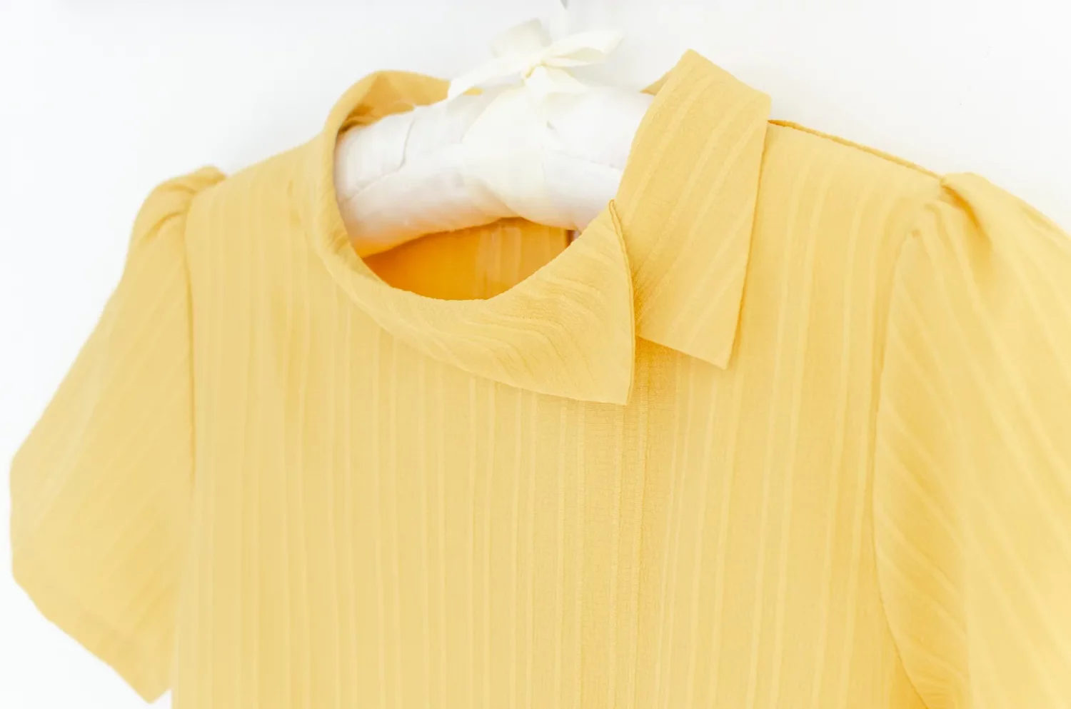 NT1059 Sided Collar Textured Blouse – Mustard Yellow - Image 2