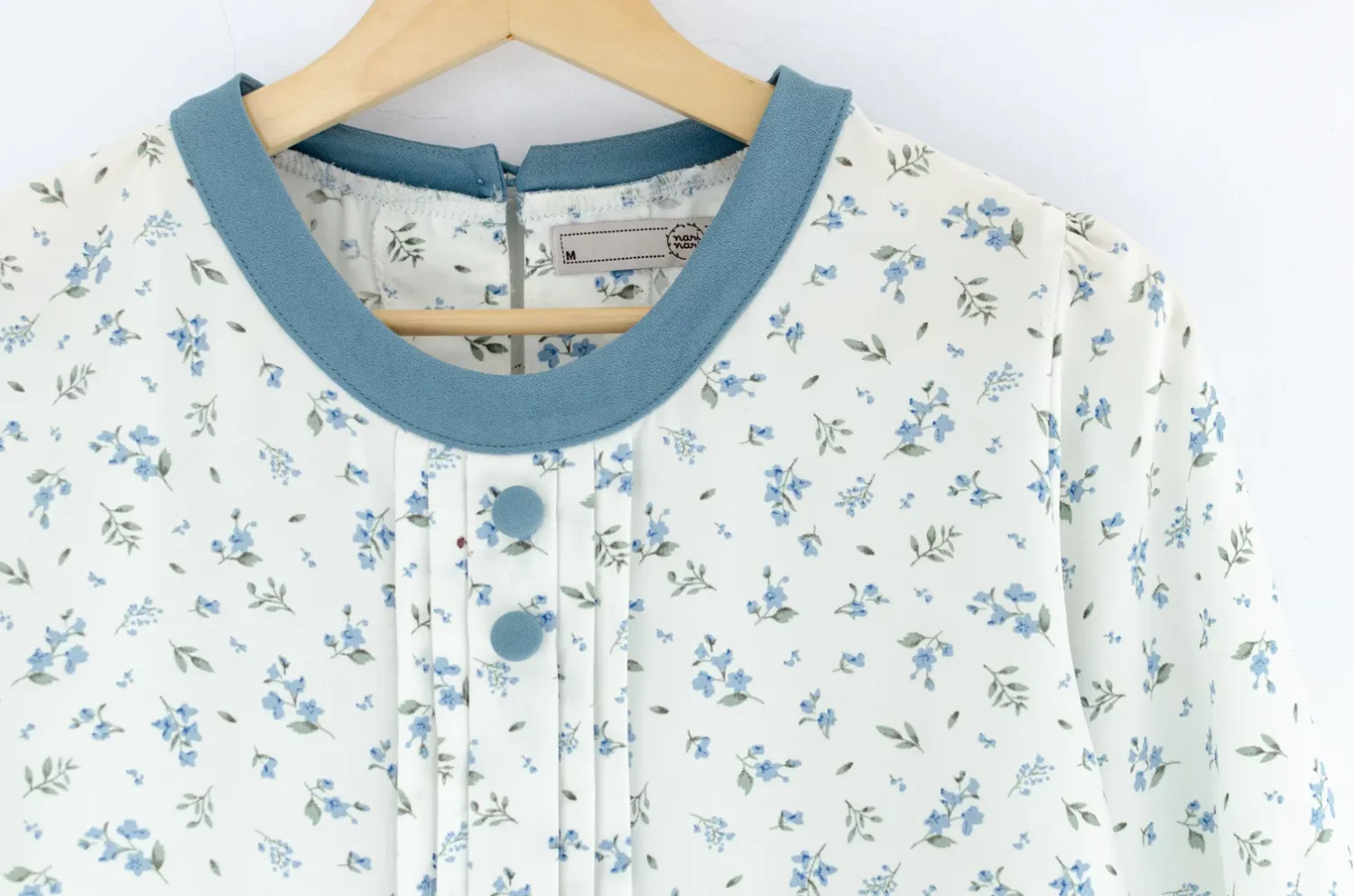 MT5842 Azure Blossom Front Tuck Blouse – White - Image 3