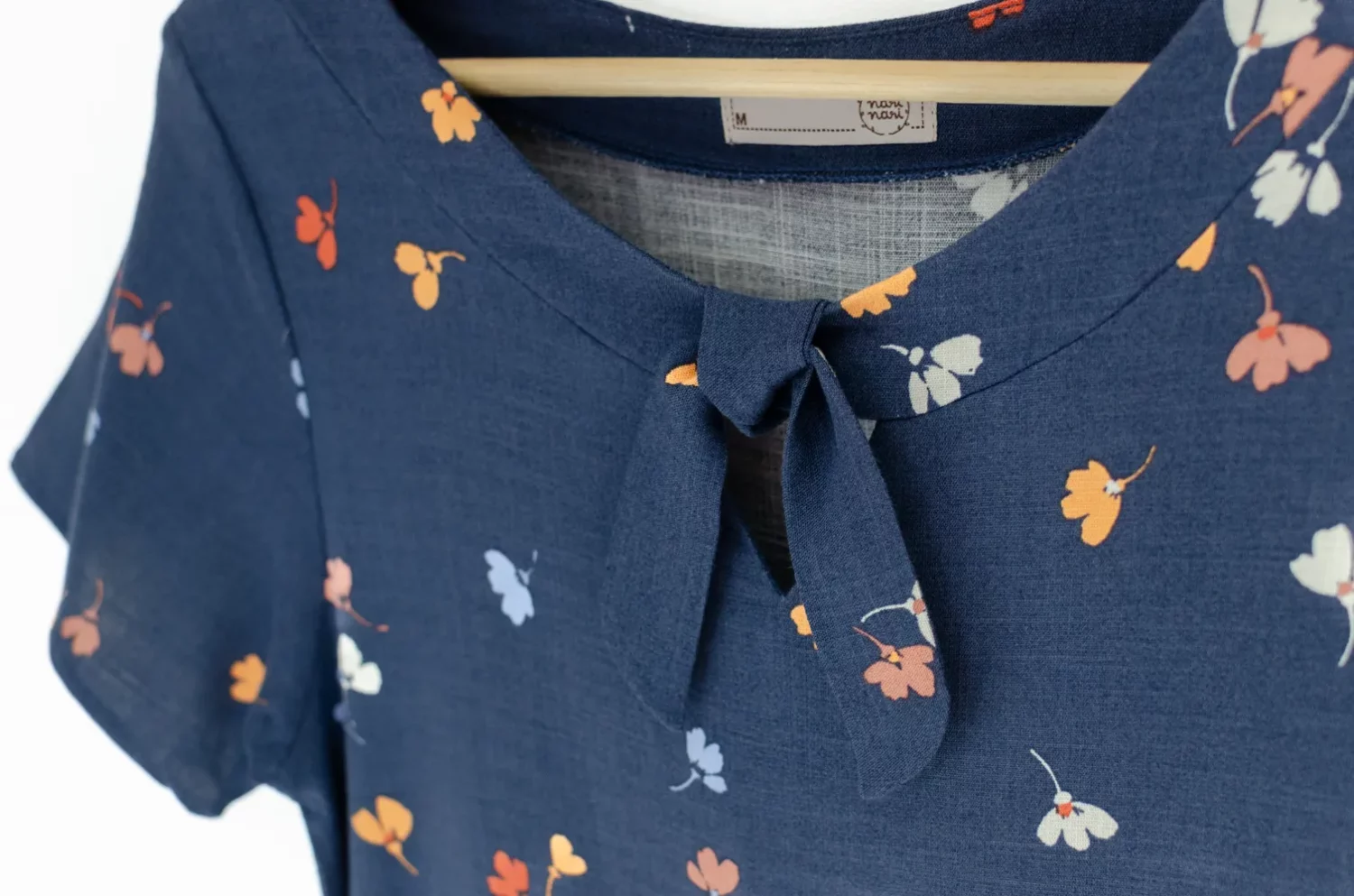 Alternative view of MT2001 Keyhole Neck Bloomfall Blouse – Dark Blue