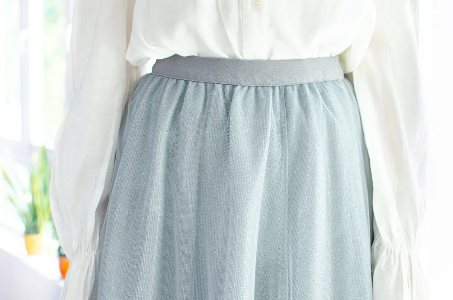 Alternative view of NK088 Soft Tulle Starry Skirt – Smoky Blue