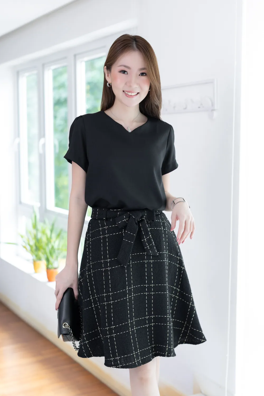 MT0206 Folded Sleeve Classic Blouse – Black - Image 5