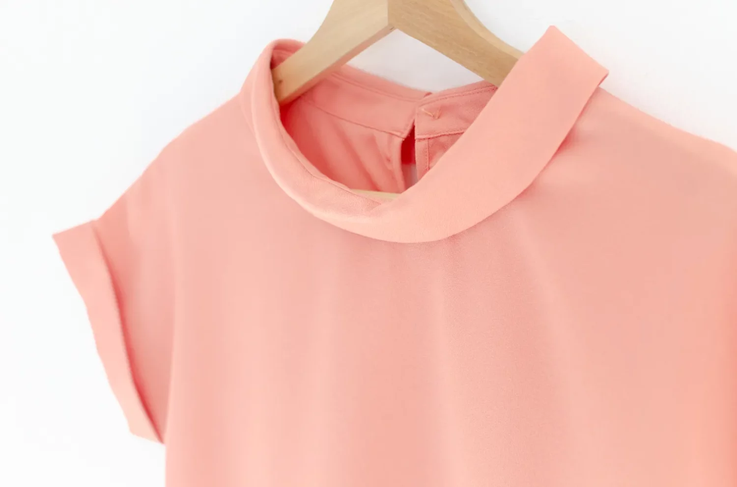 Alternative view of MT2514 Folded Collar Blouse – Coral Pink