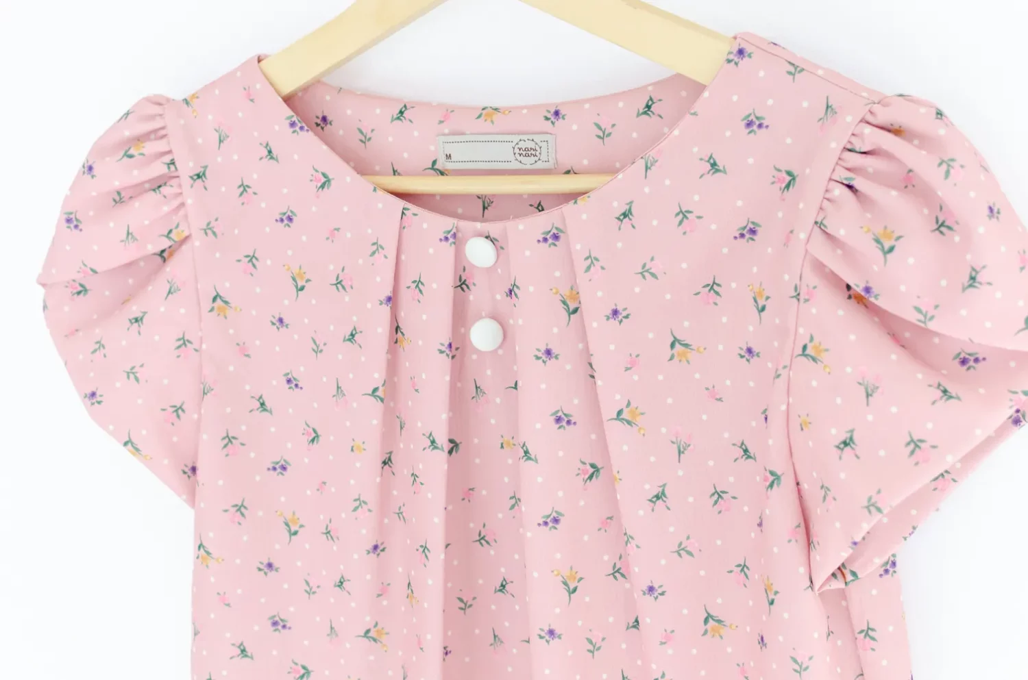 Alternative view of MT0503 Folded Neckline Posies Blouse – Crinkled Pink