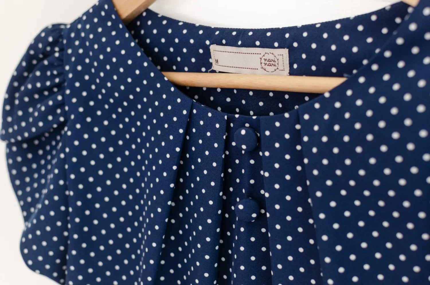 Alternative view of MT0503 Folded Neckline Dot Blouse – Navy Blue