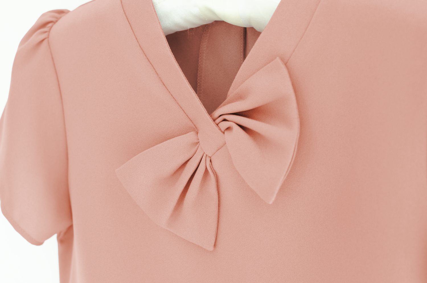 Alternative view of NT2227 Bow Collar Blouse – Cantaloupe