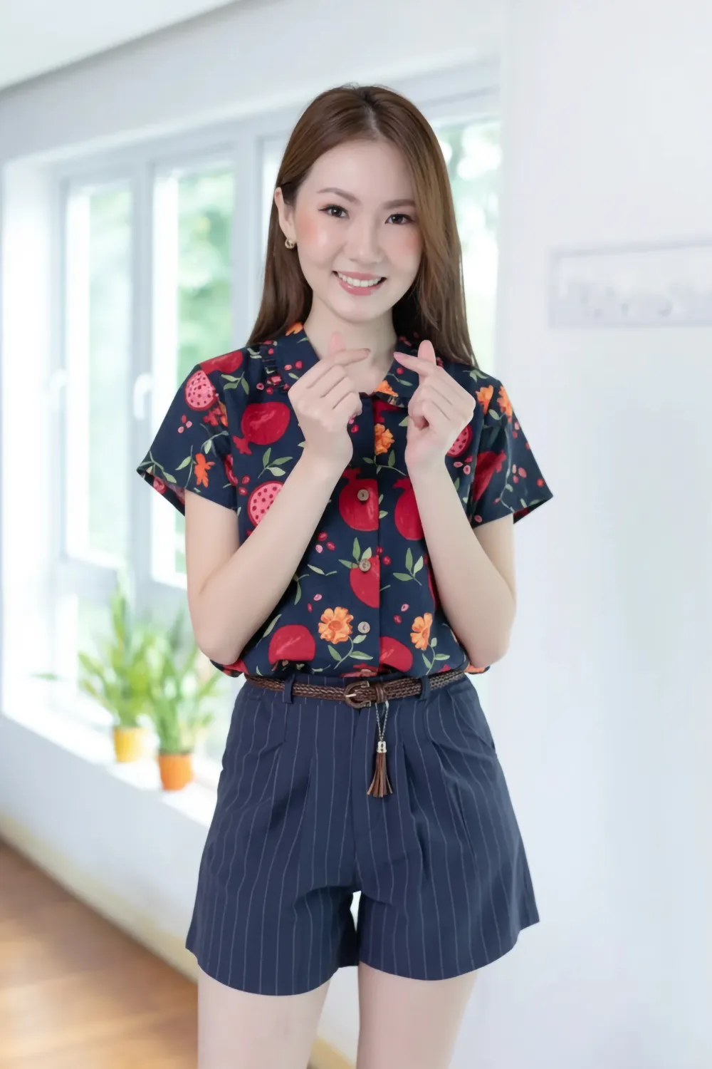 PT0245 Frill Peter Pan Collar Shirt – Pom Navy - Image 4