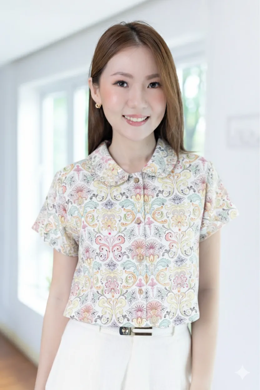 PT0245 Frill Peter Pan Collar Shirt – White