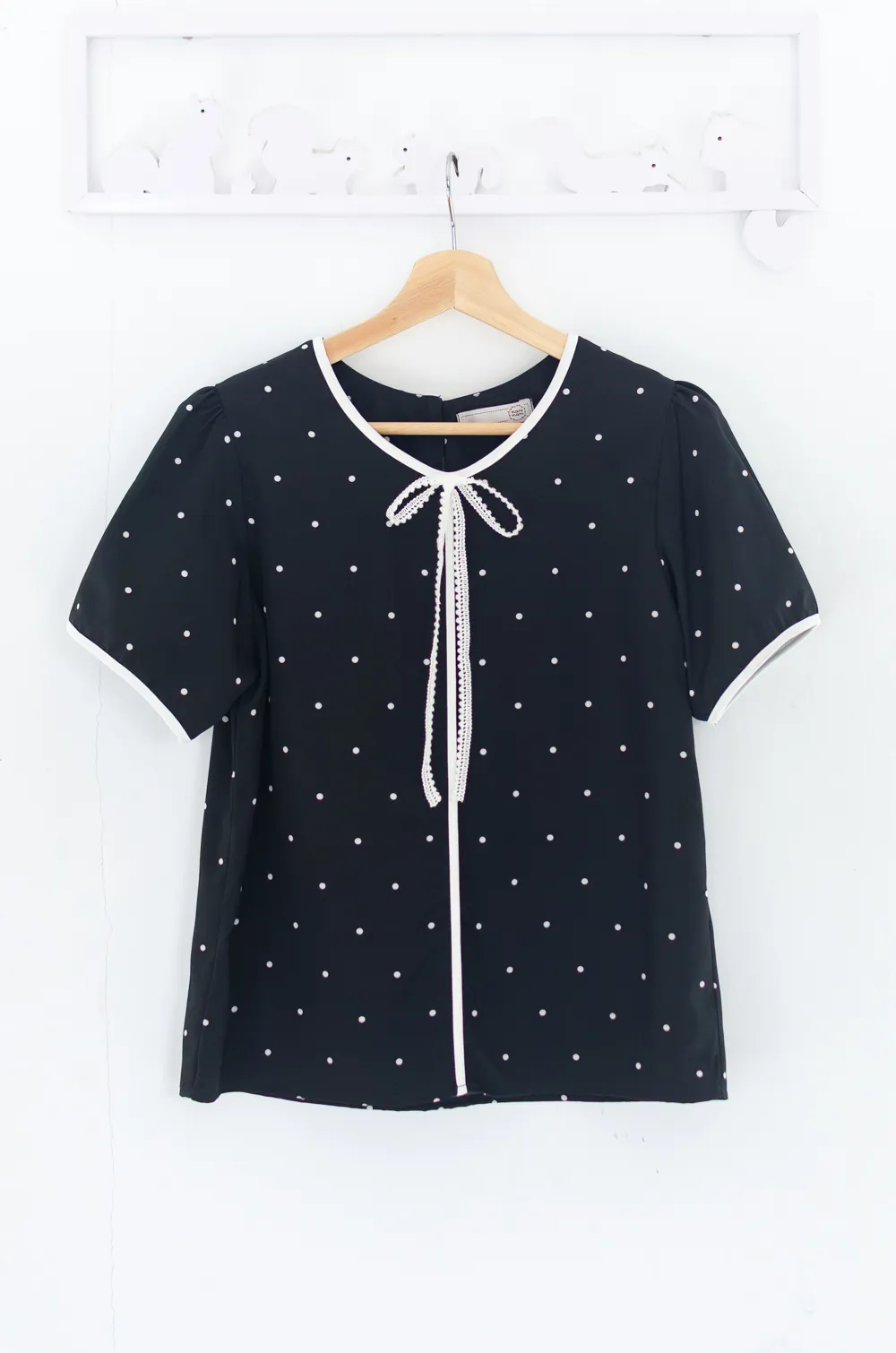 MT1556 Polka Dot Bow Blouse – Black