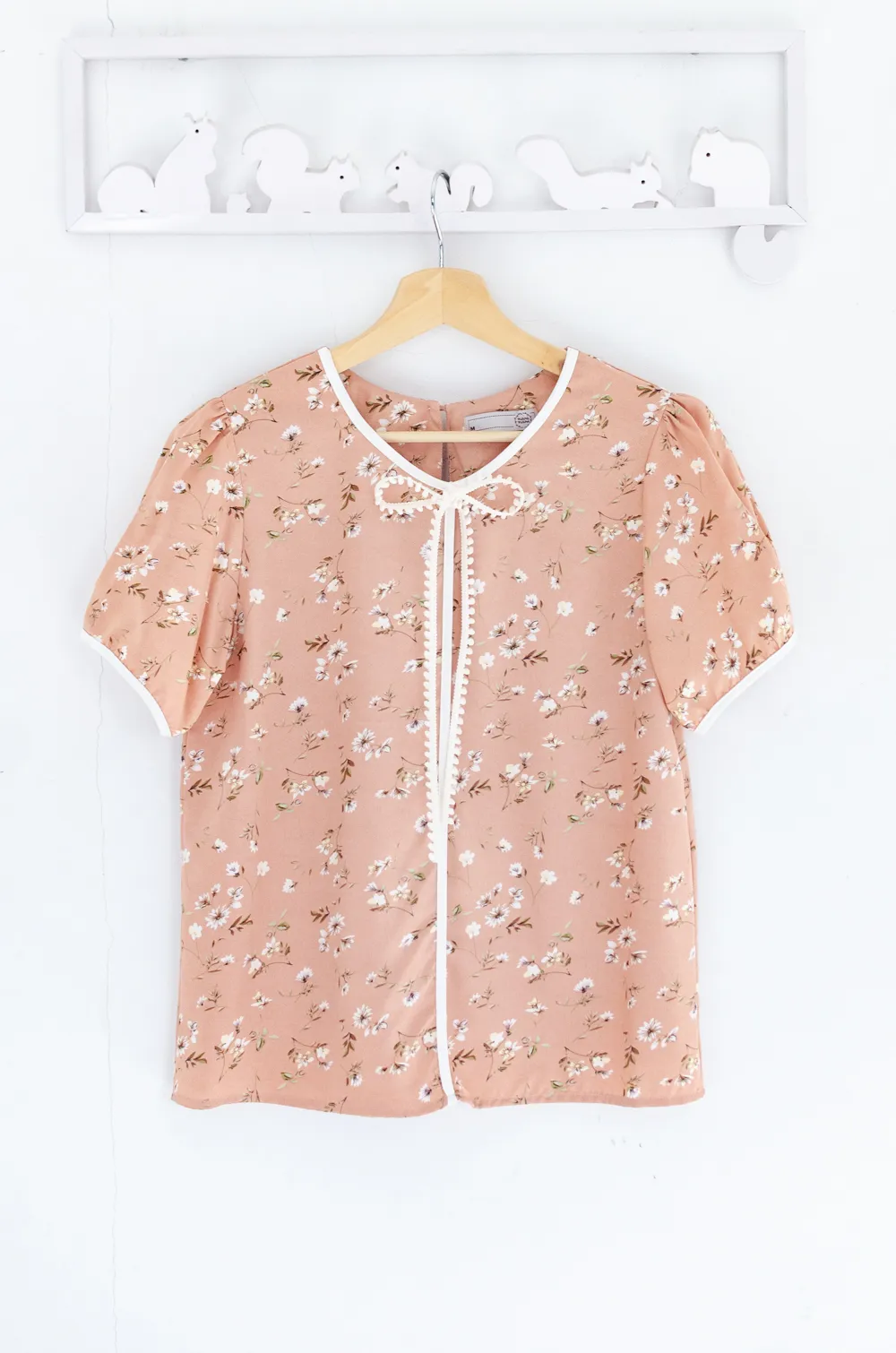 MT1556 Floral Bow Blouse – Peach Orange