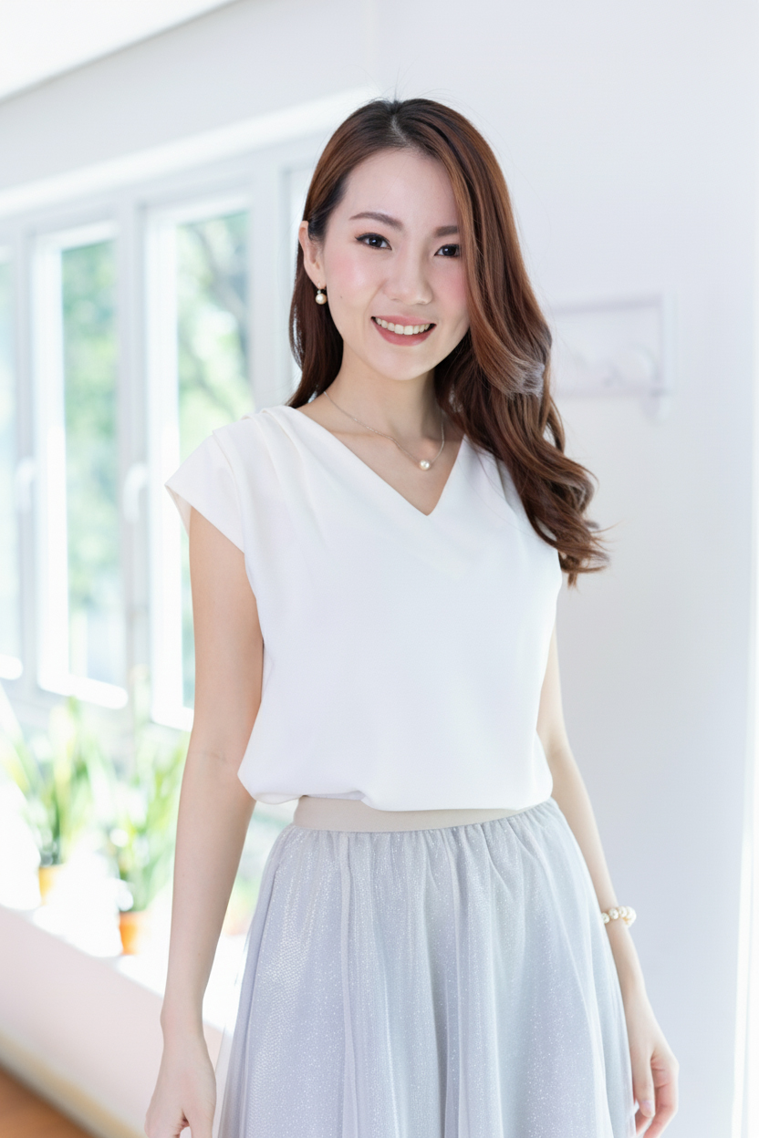 MT3100 Classic Sleeveless Blouse – White