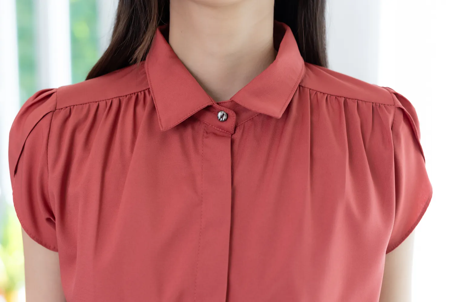 MN0222 Petal Sleeve Shirt – Persimmon - Image 3