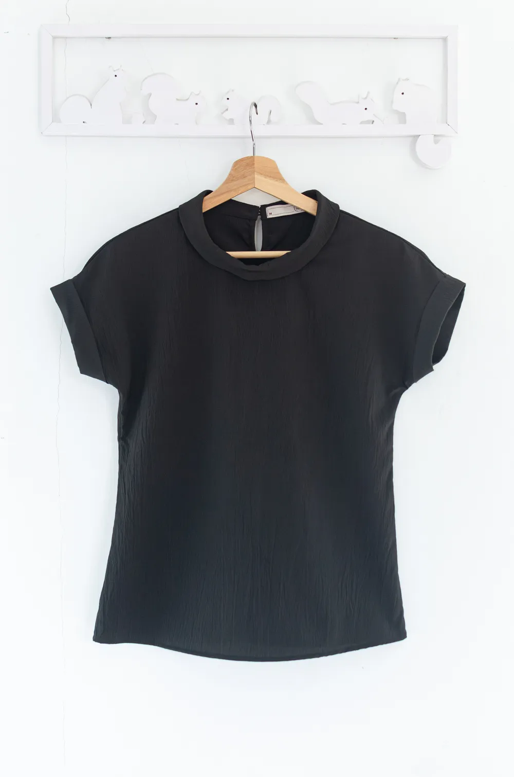Alternative view of MT2514 Folded Collar Blouse – Black