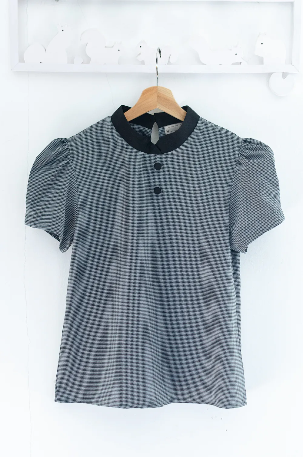 Alternative view of MT3906 Overlap Collar Double Button Blouse – Shinori Black