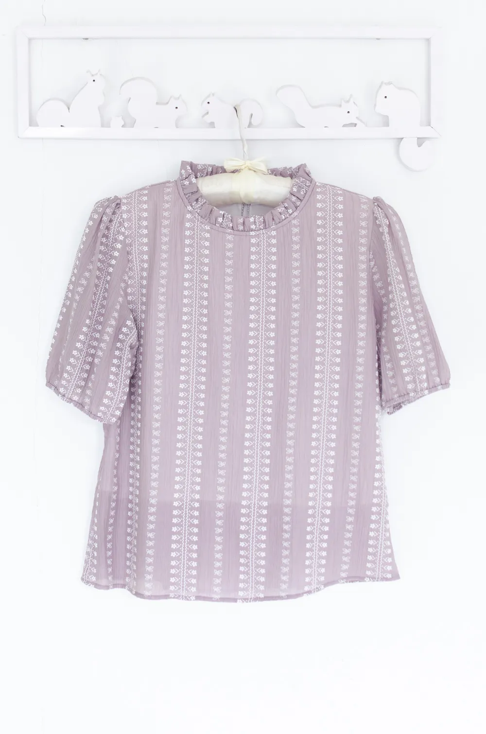 Alternative view of NT2457 Ruff Collar Textured Blouse – Plum Mist
