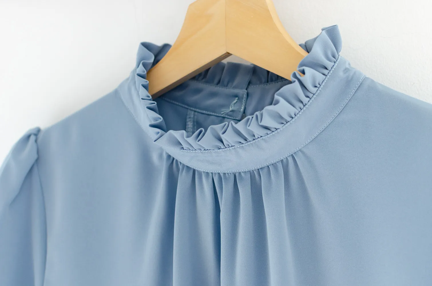 NT2461 Ruff Collar Blouse – Sky Blue - Image 2