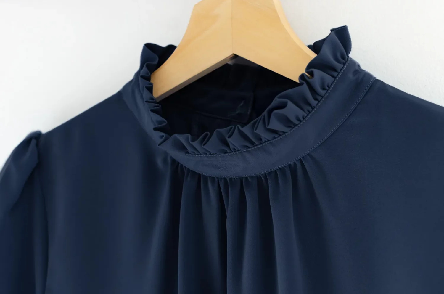 Alternative view of NT2461 Ruff Collar Blouse – Dark Navy Blue