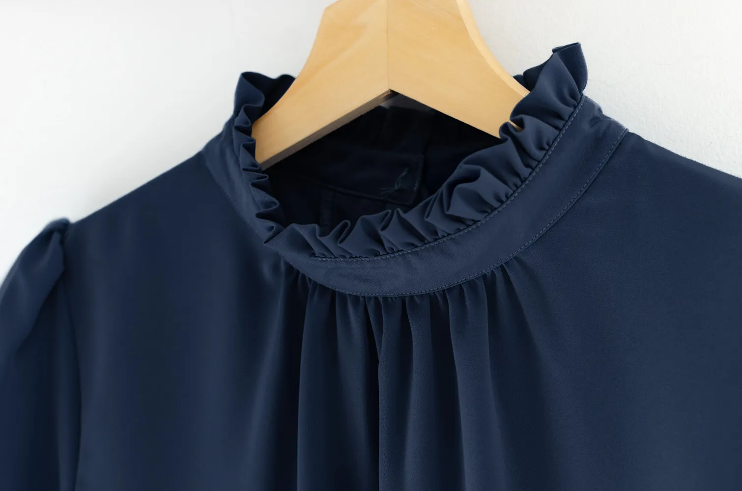 NT2461 Ruff Collar Blouse – Dark Navy Blue - Image 2